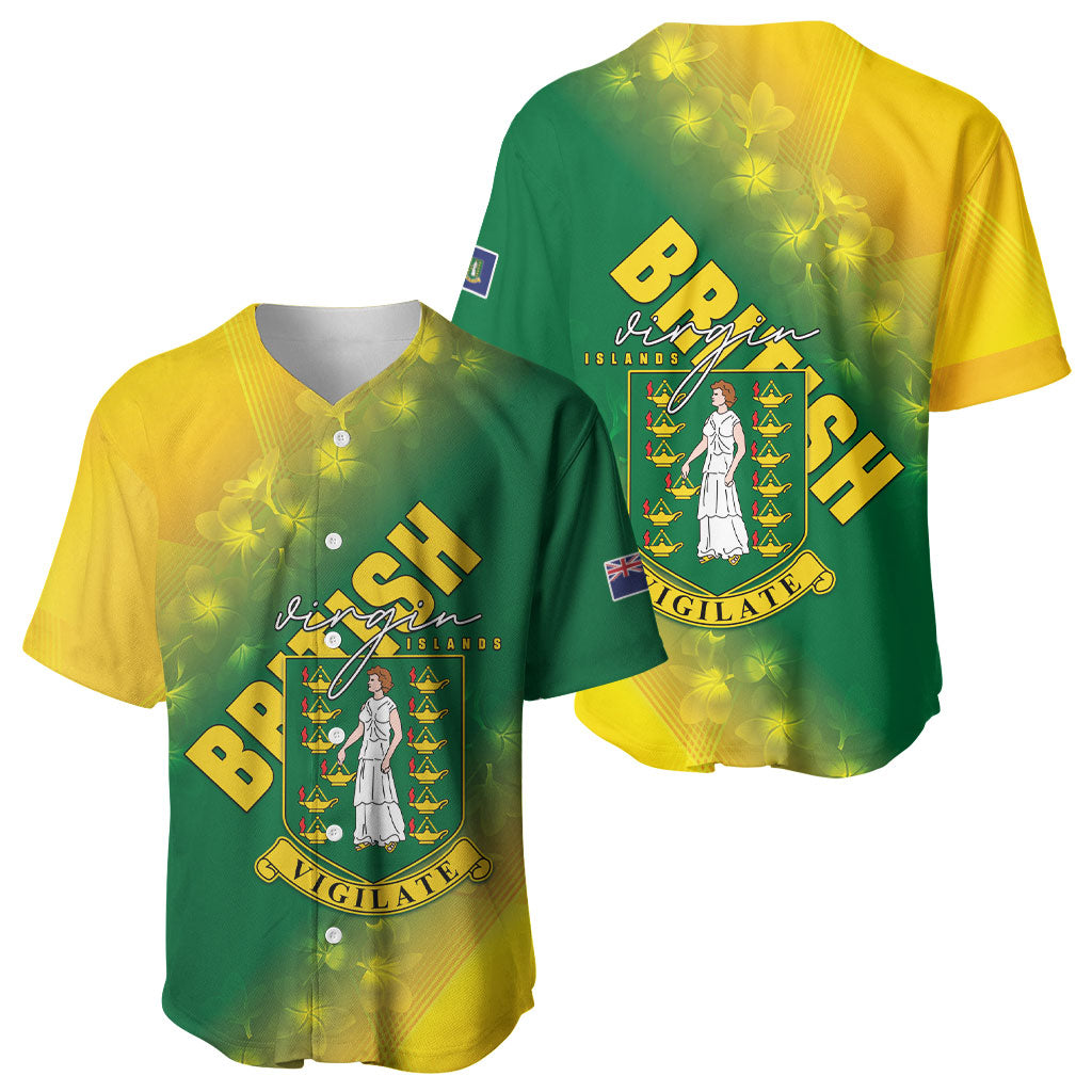 British Virgin Islands Baseball Jersey Coat Of Arms Plumeria Gradient Art