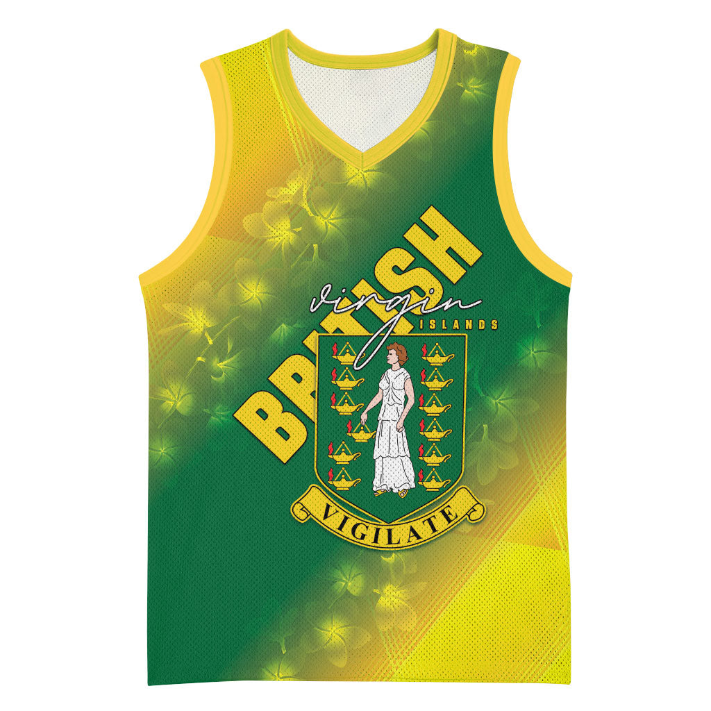 British Virgin Islands Basketball Jersey Coat Of Arms Plumeria Gradient Art