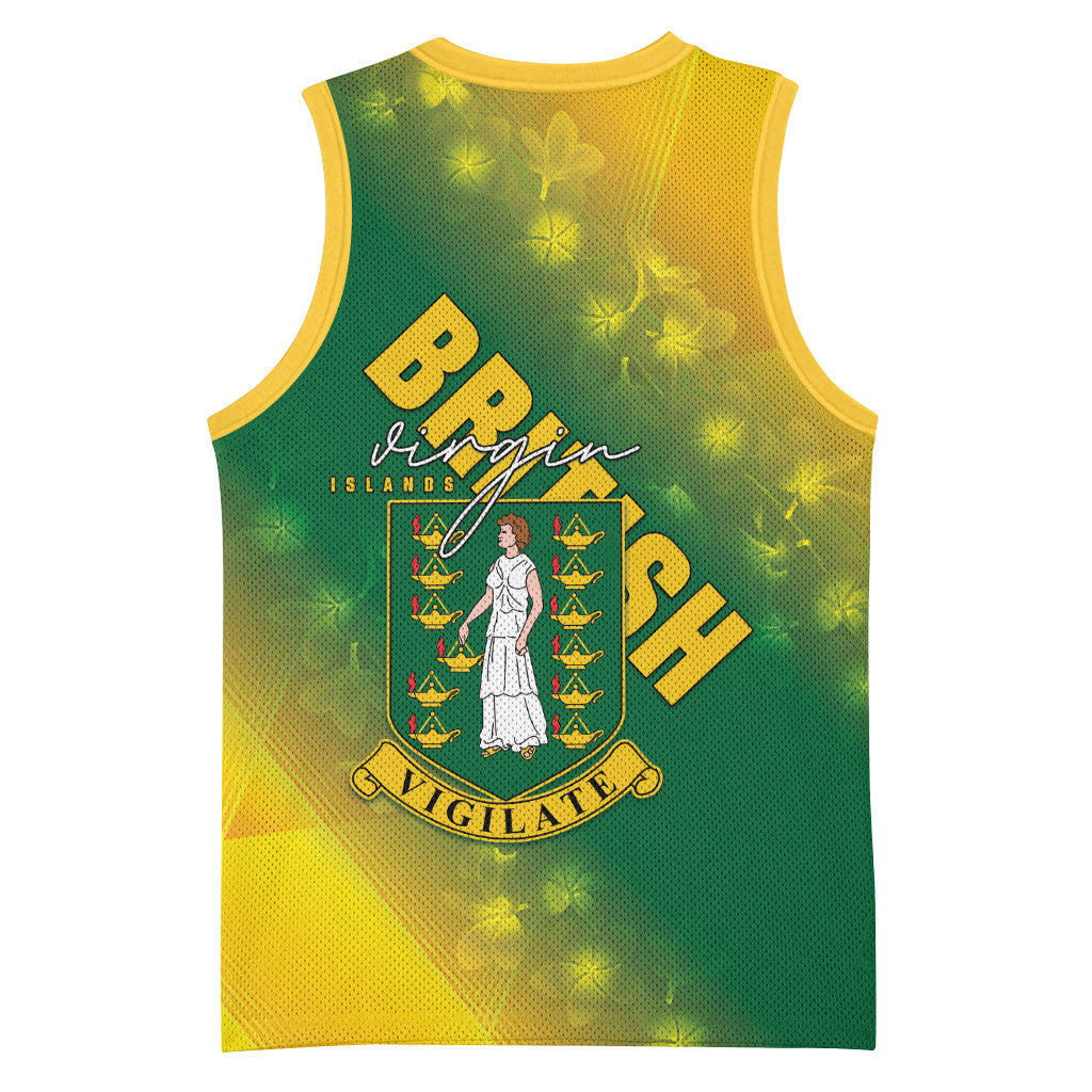 British Virgin Islands Basketball Jersey Coat Of Arms Plumeria Gradient Art