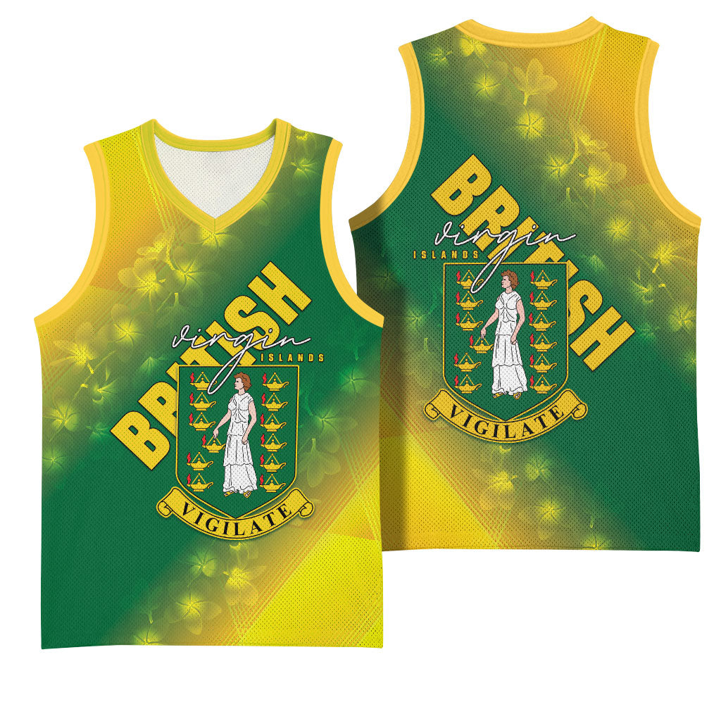 British Virgin Islands Basketball Jersey Coat Of Arms Plumeria Gradient Art