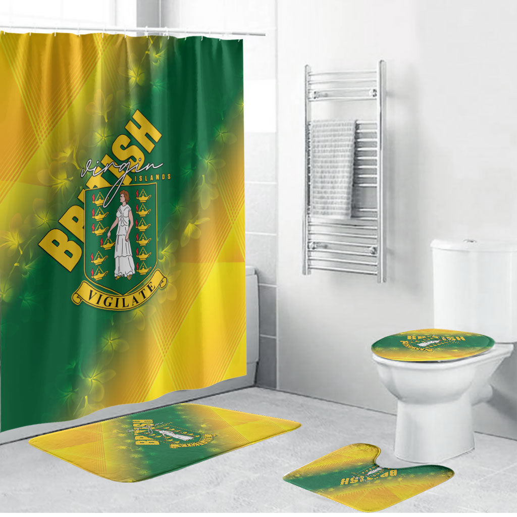 British Virgin Islands Bathroom Set Coat Of Arms Plumeria Gradient Art