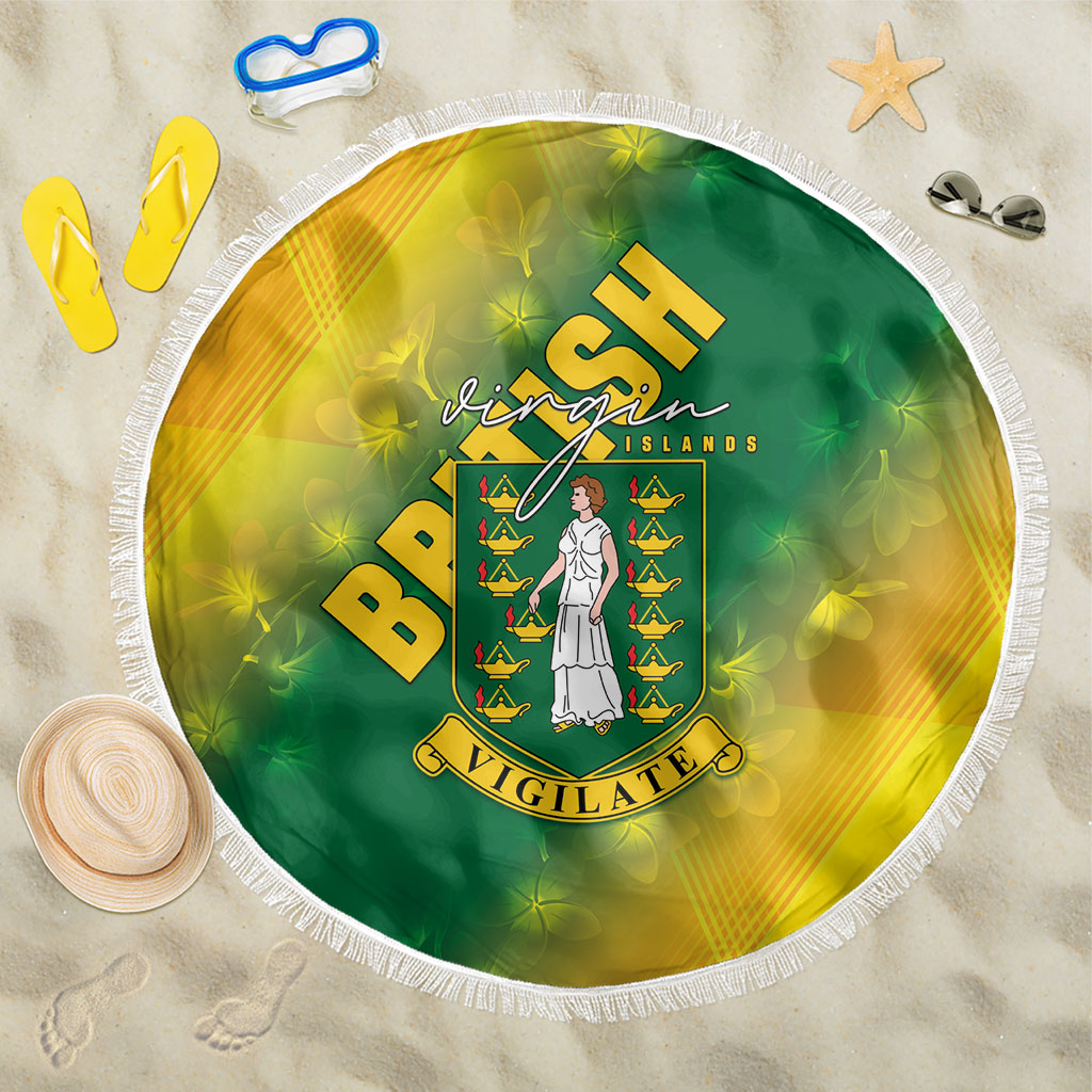British Virgin Islands Beach Blanket Coat Of Arms Plumeria Gradient Art