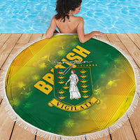 British Virgin Islands Beach Blanket Coat Of Arms Plumeria Gradient Art