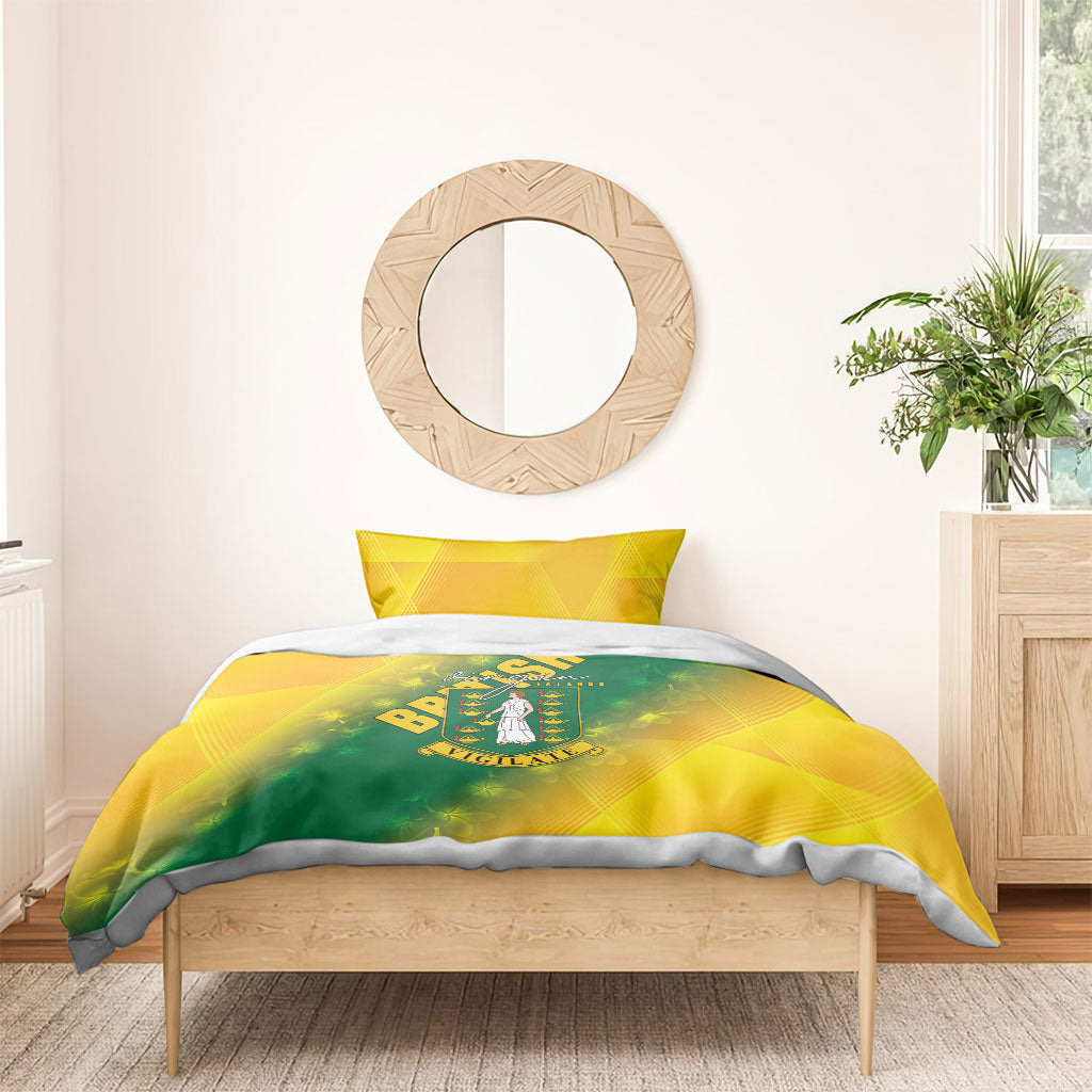 British Virgin Islands Bedding Set Coat Of Arms Plumeria Gradient Art