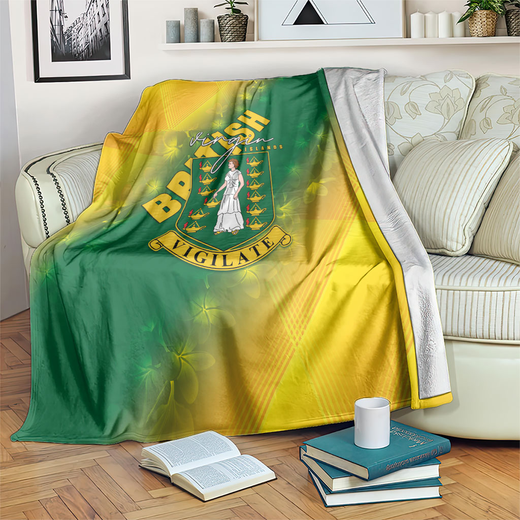 British Virgin Islands Blanket Coat Of Arms Plumeria Gradient Art