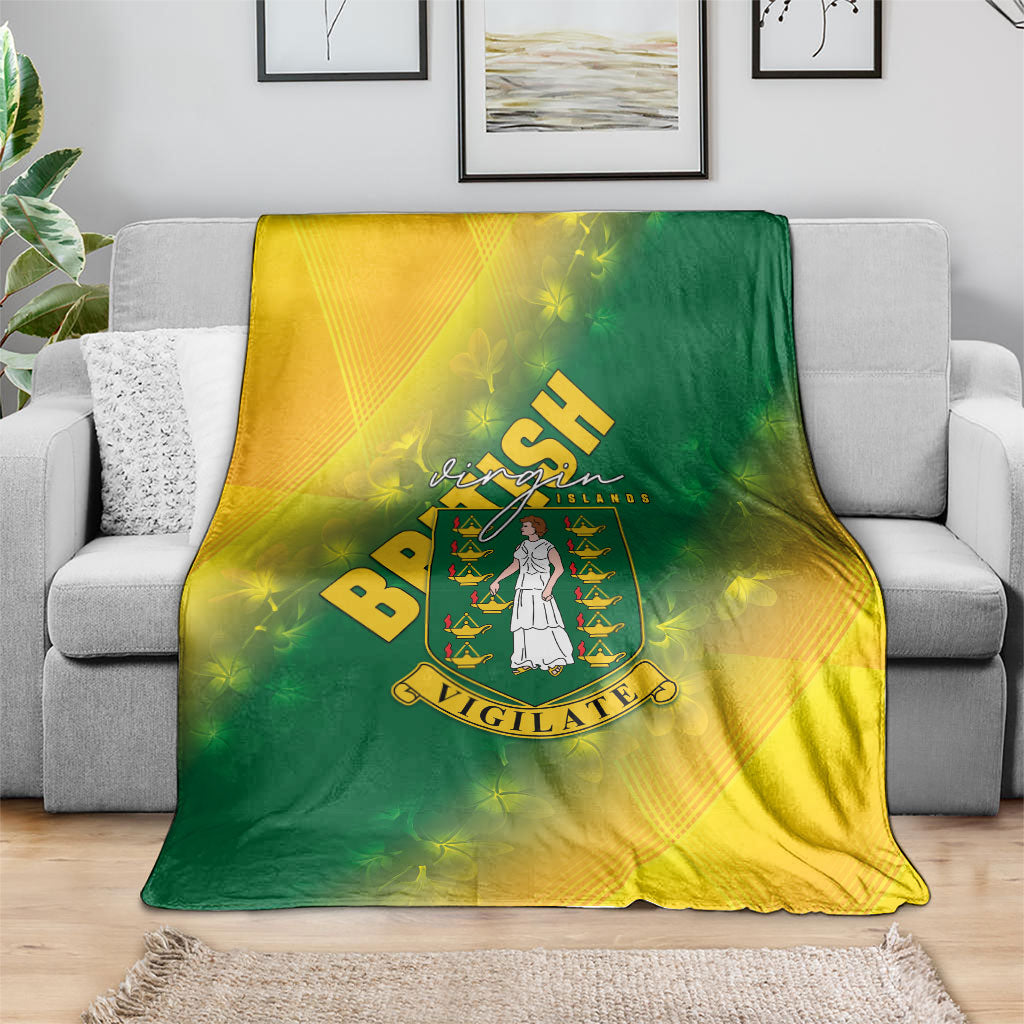 British Virgin Islands Blanket Coat Of Arms Plumeria Gradient Art