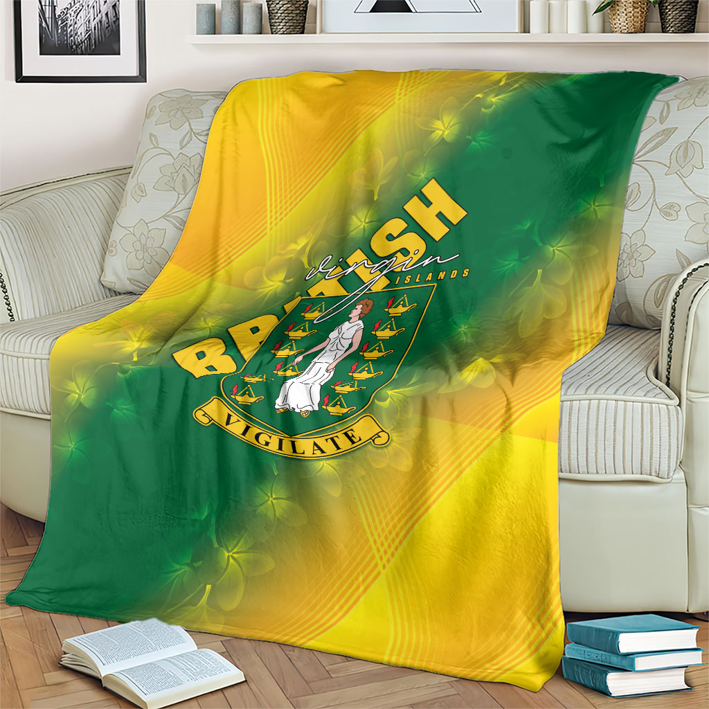 British Virgin Islands Blanket Coat Of Arms Plumeria Gradient Art