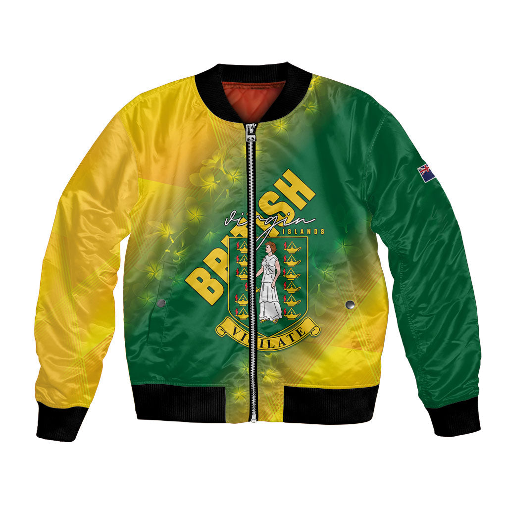 British Virgin Islands Bomber Jacket Coat Of Arms Plumeria Gradient Art