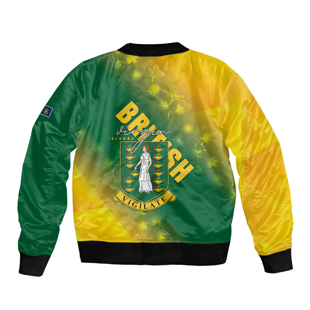 British Virgin Islands Bomber Jacket Coat Of Arms Plumeria Gradient Art