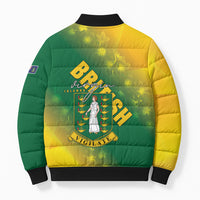 British Virgin Islands Bomber Puffer Jacket Coat Of Arms Plumeria Gradient Art