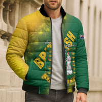 British Virgin Islands Bomber Puffer Jacket Coat Of Arms Plumeria Gradient Art