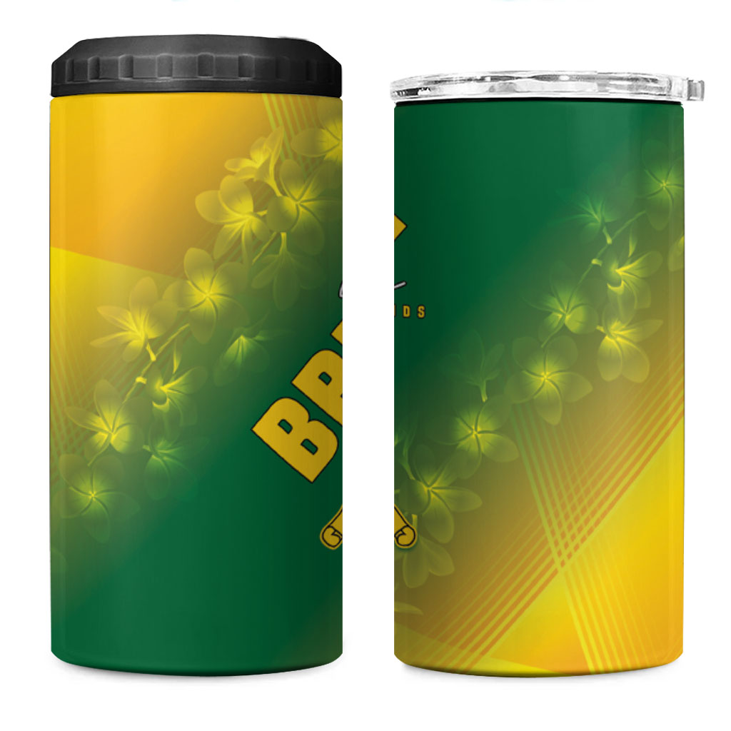 British Virgin Islands 4 in 1 Can Cooler Tumbler Coat Of Arms Plumeria Gradient Art