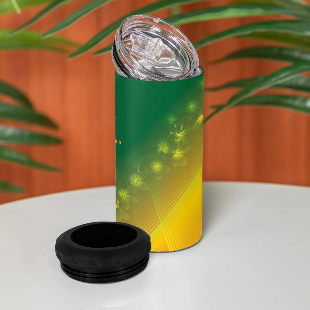 British Virgin Islands 4 in 1 Can Cooler Tumbler Coat Of Arms Plumeria Gradient Art