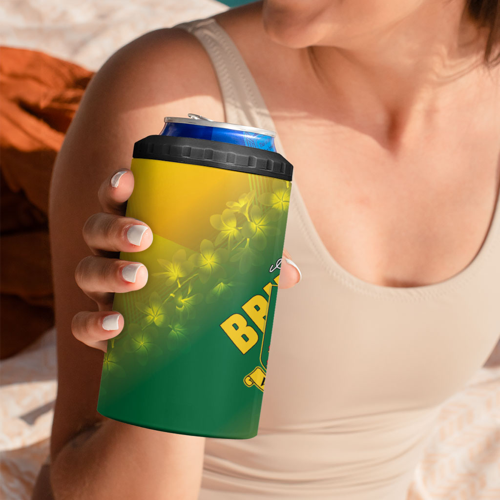 British Virgin Islands 4 in 1 Can Cooler Tumbler Coat Of Arms Plumeria Gradient Art