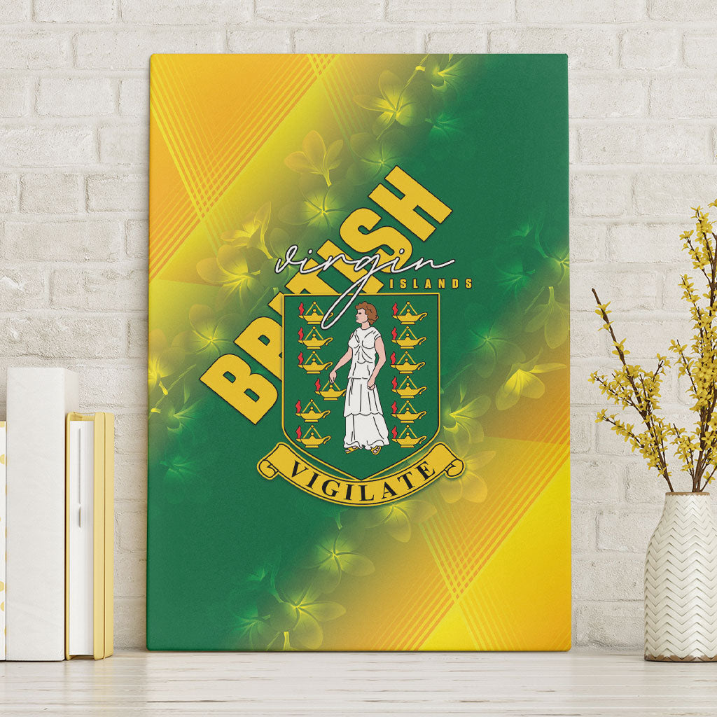 British Virgin Islands Canvas Wall Art Coat Of Arms Plumeria Gradient Art