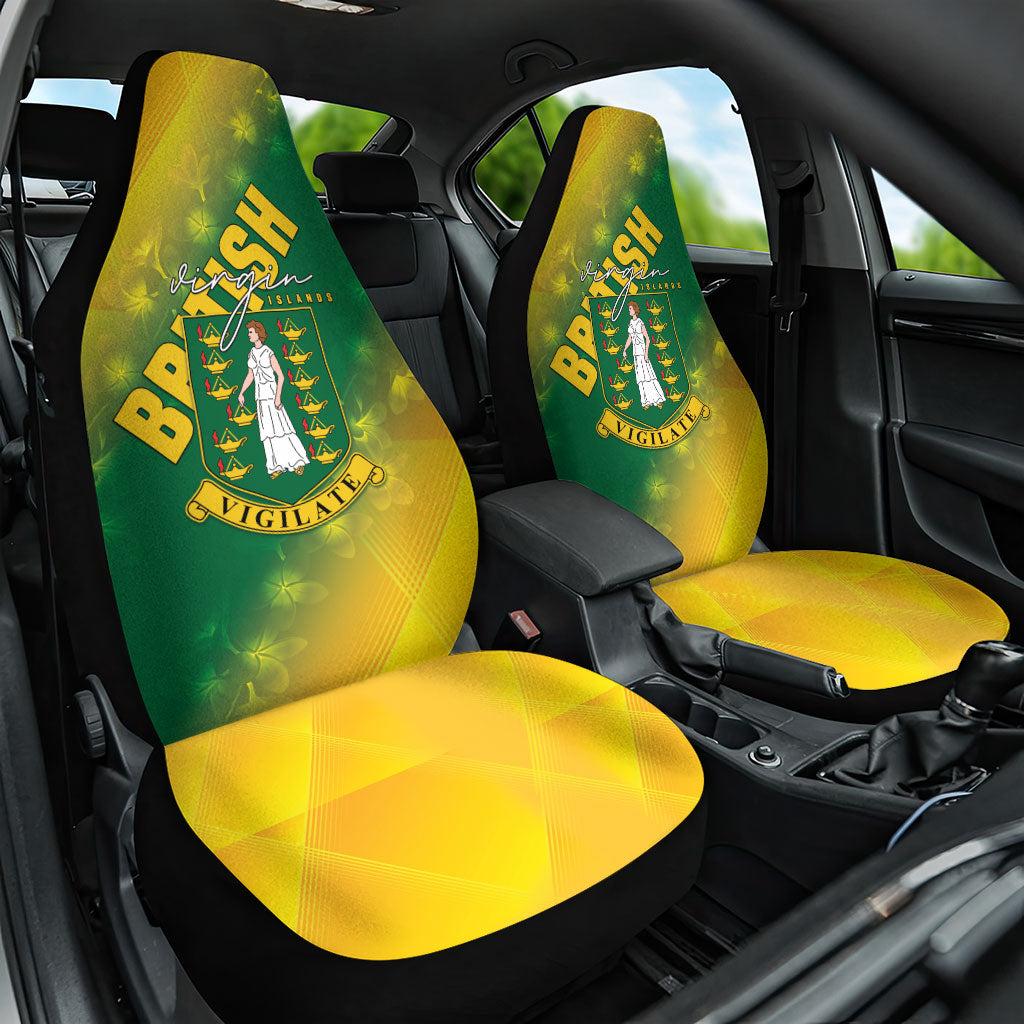 British Virgin Islands Car Seat Cover Coat Of Arms Plumeria Gradient Art