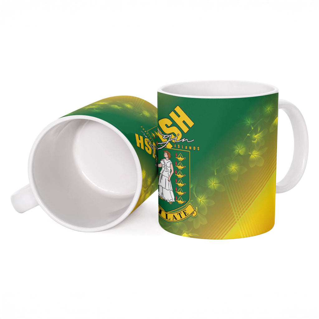 British Virgin Islands Ceramic Mug Coat Of Arms Plumeria Gradient Art