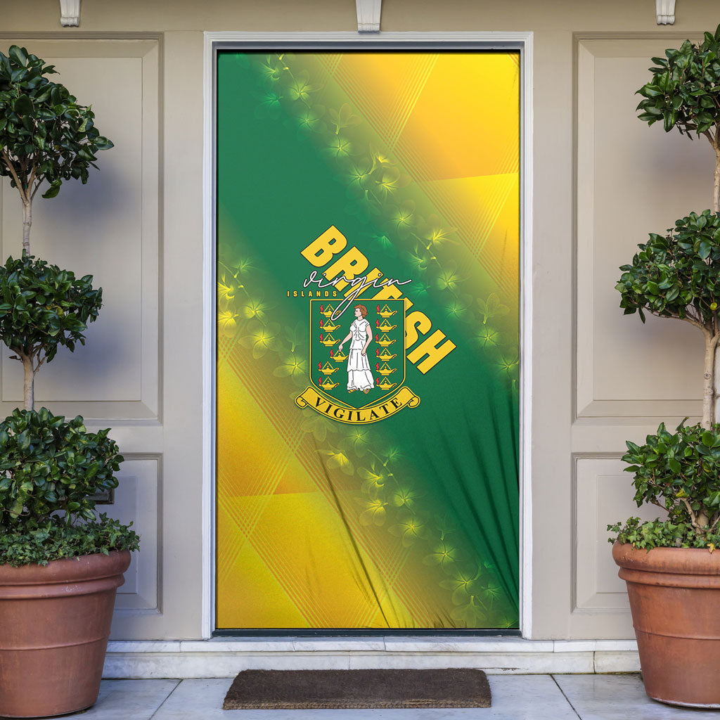 British Virgin Islands Door Cover Coat Of Arms Plumeria Gradient Art