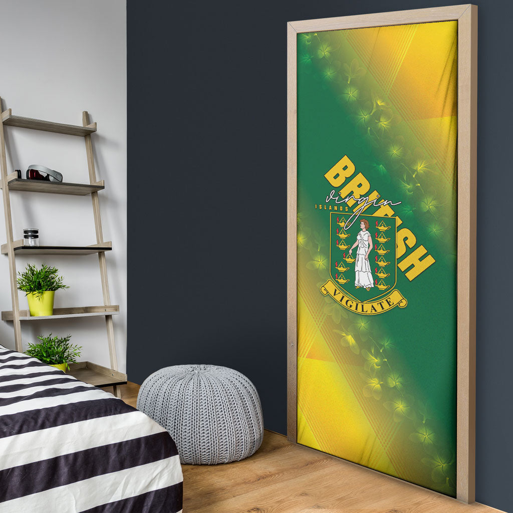 British Virgin Islands Door Cover Coat Of Arms Plumeria Gradient Art