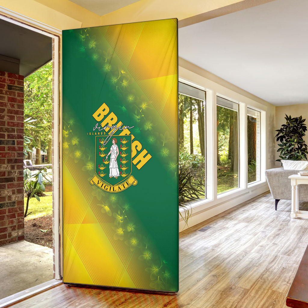 British Virgin Islands Door Cover Coat Of Arms Plumeria Gradient Art