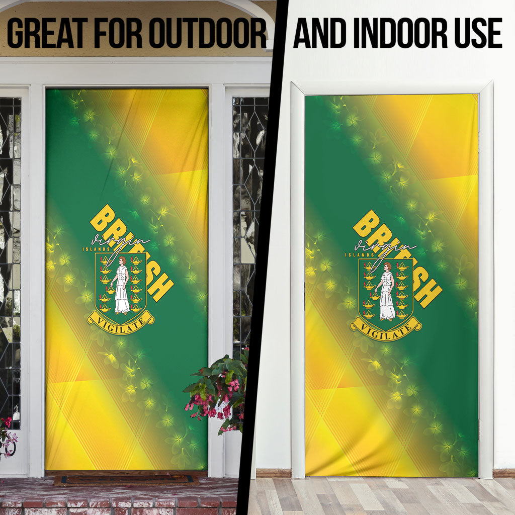 British Virgin Islands Door Cover Coat Of Arms Plumeria Gradient Art