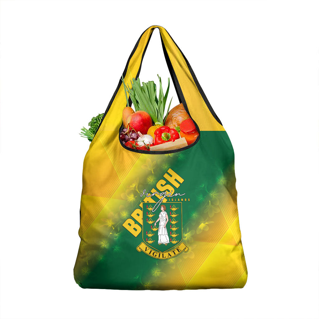 British Virgin Islands Grocery Bag Coat Of Arms Plumeria Gradient Art
