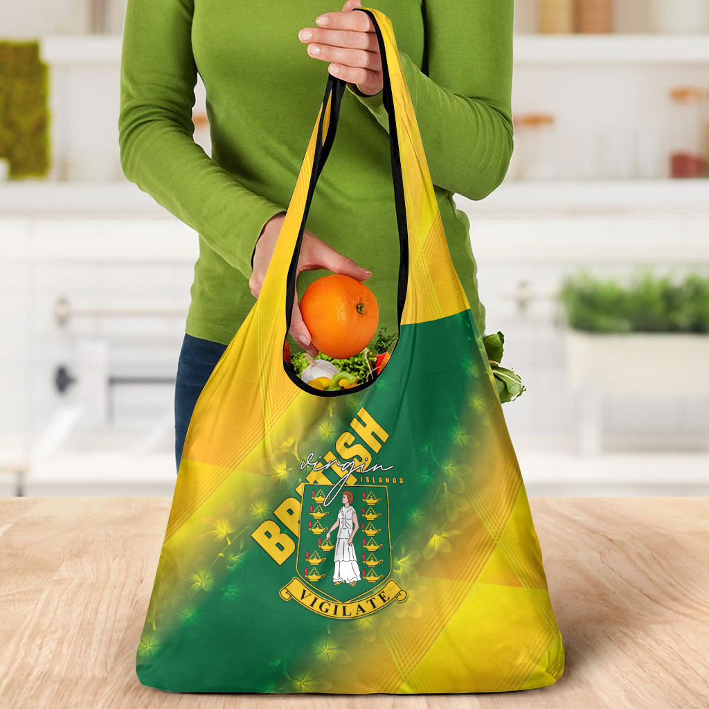 British Virgin Islands Grocery Bag Coat Of Arms Plumeria Gradient Art