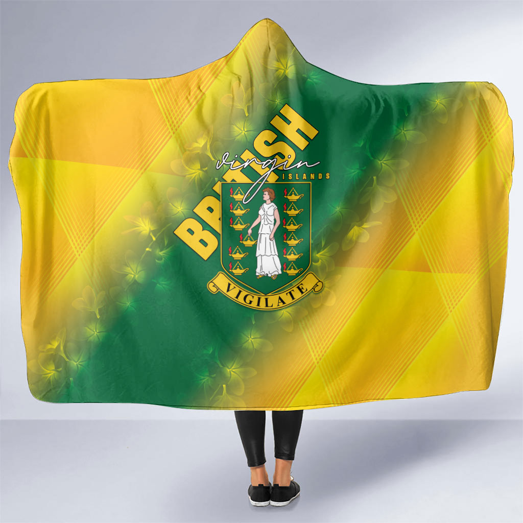 British Virgin Islands Hooded Blanket Coat Of Arms Plumeria Gradient Art