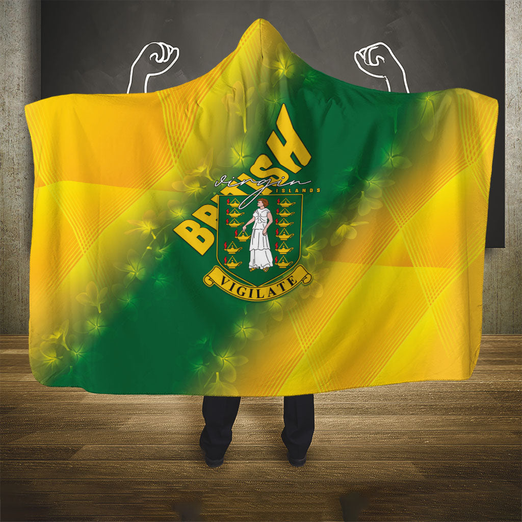 British Virgin Islands Hooded Blanket Coat Of Arms Plumeria Gradient Art