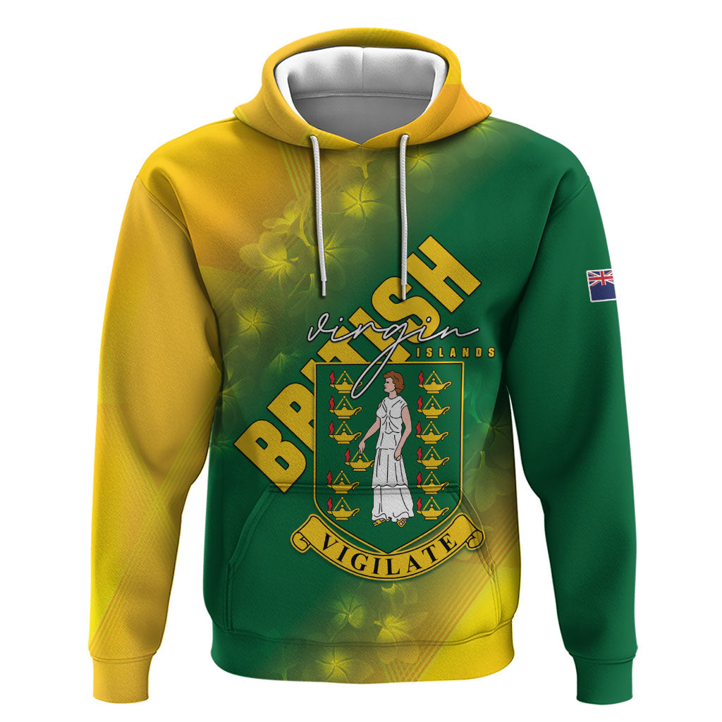 British Virgin Islands Hoodie Coat Of Arms Plumeria Gradient Art