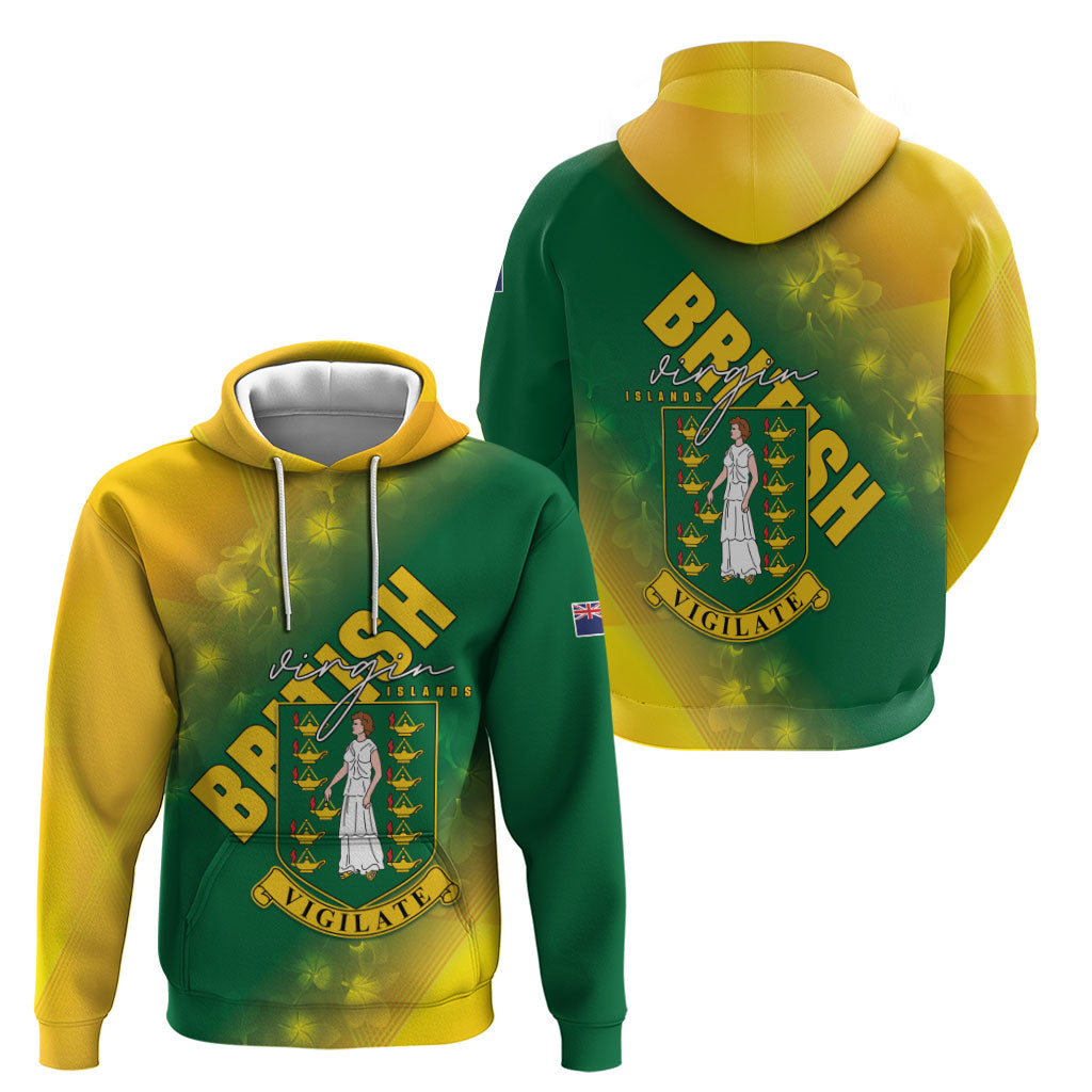 British Virgin Islands Hoodie Coat Of Arms Plumeria Gradient Art