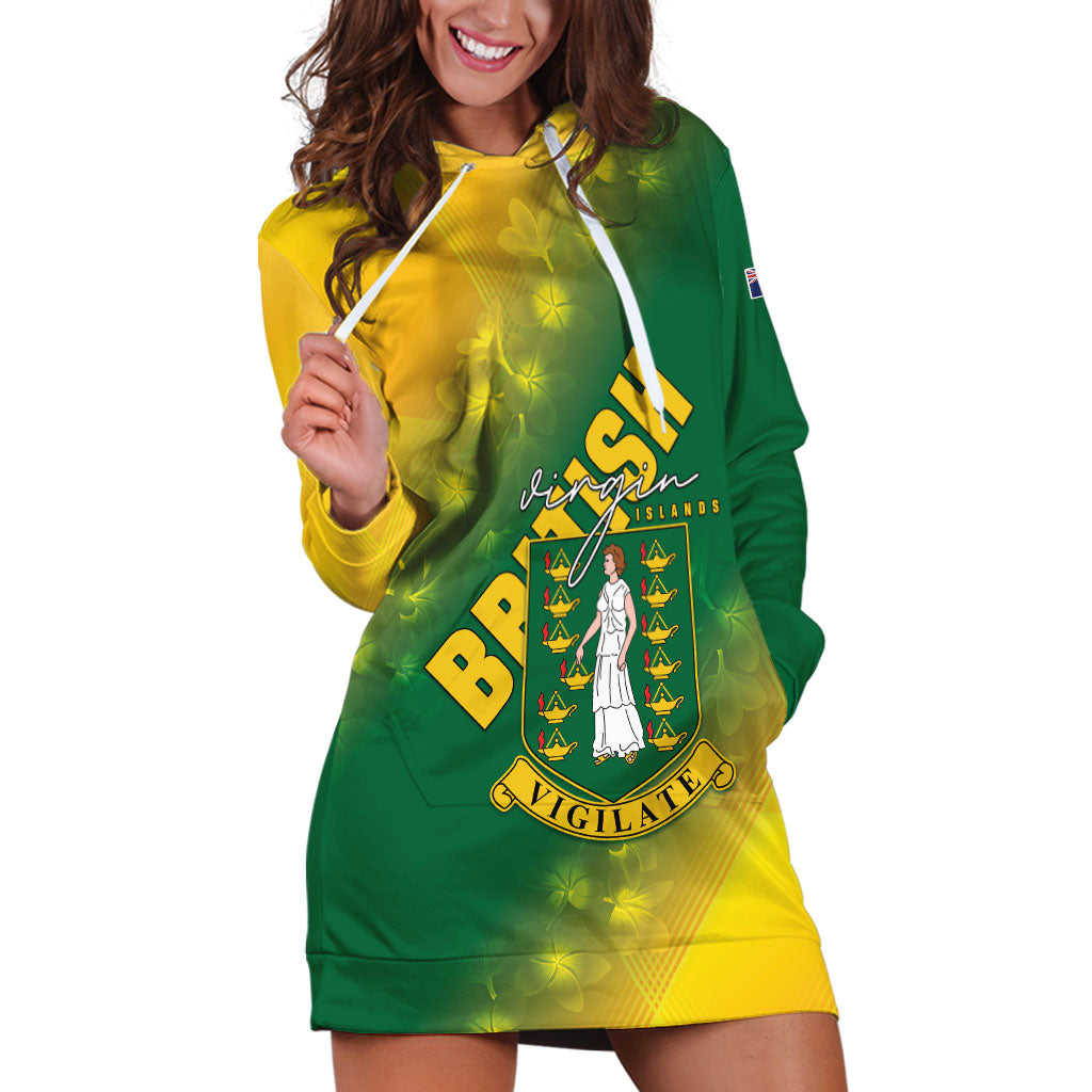 British Virgin Islands Hoodie Dress Coat Of Arms Plumeria Gradient Art