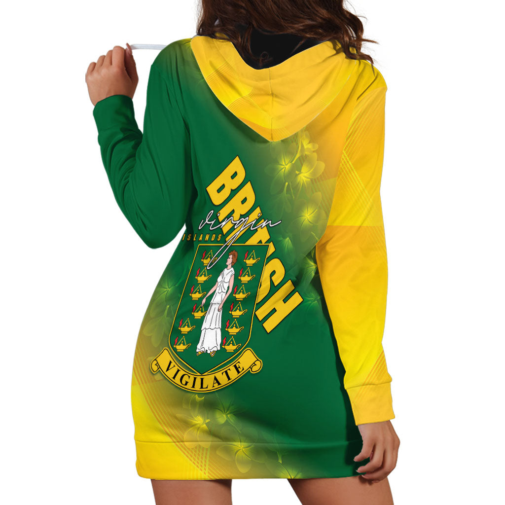 British Virgin Islands Hoodie Dress Coat Of Arms Plumeria Gradient Art