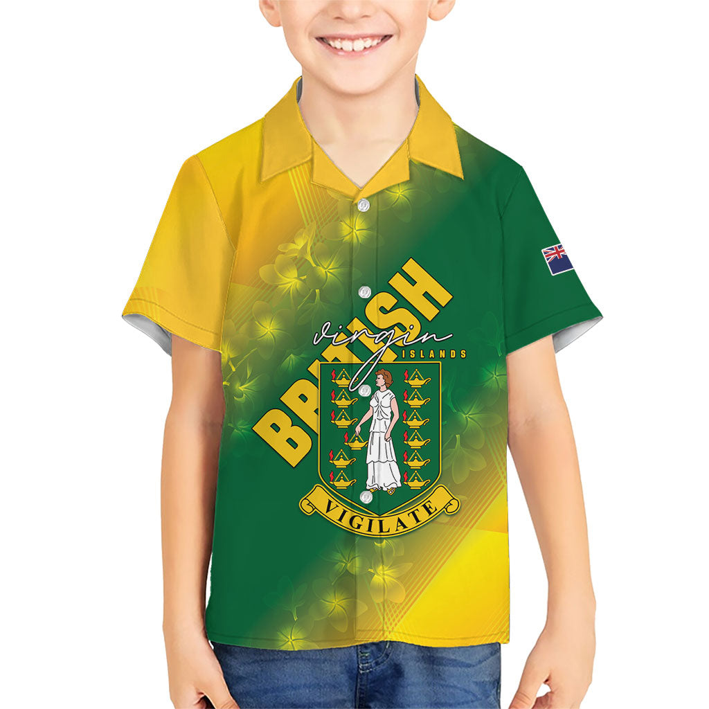 British Virgin Islands Kid Hawaiian Shirt Coat Of Arms Plumeria Gradient Art