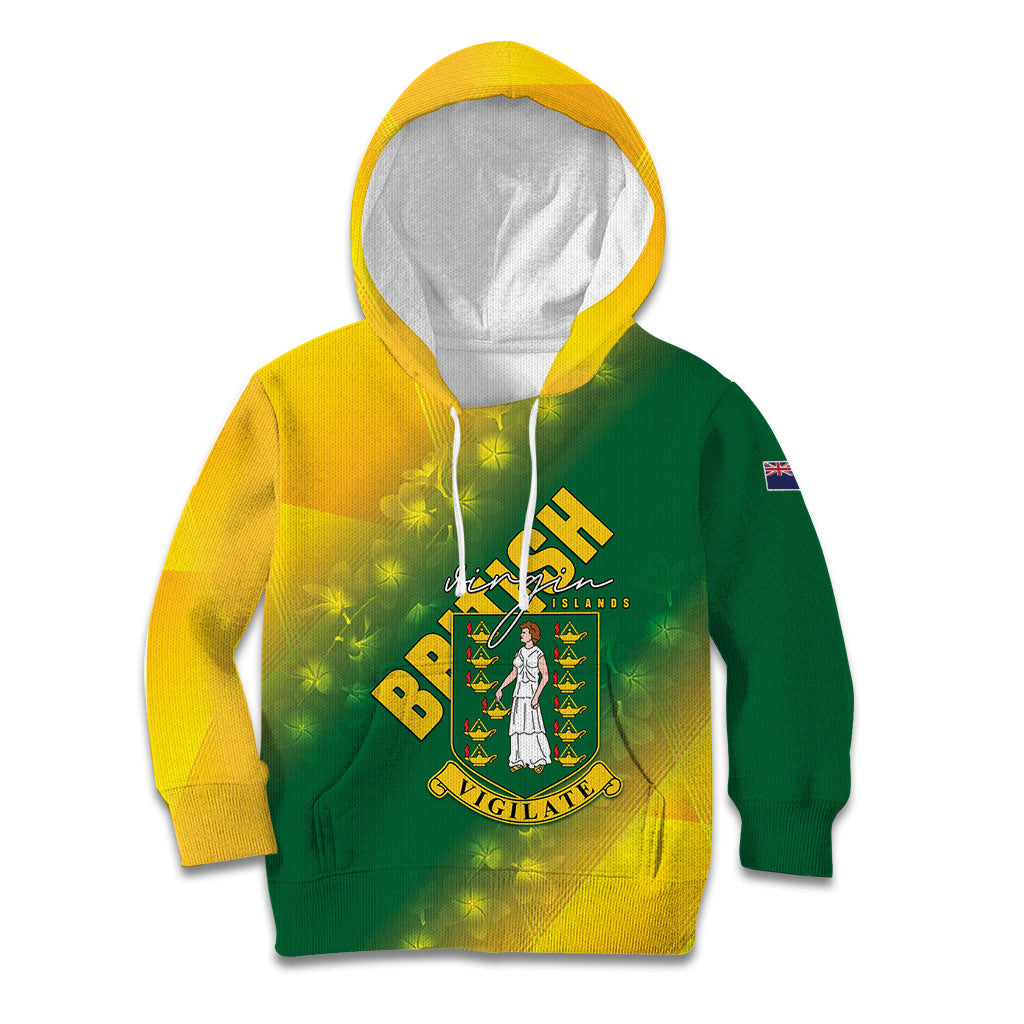 British Virgin Islands Kid Hoodie Coat Of Arms Plumeria Gradient Art