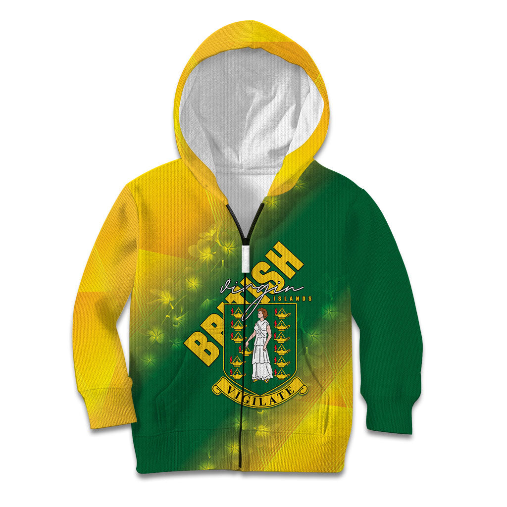 British Virgin Islands Kid Hoodie Coat Of Arms Plumeria Gradient Art