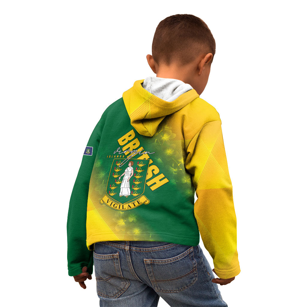 British Virgin Islands Kid Hoodie Coat Of Arms Plumeria Gradient Art