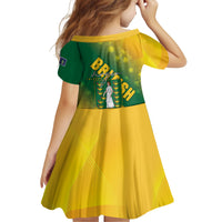 British Virgin Islands Kid Short Sleeve Dress Coat Of Arms Plumeria Gradient Art