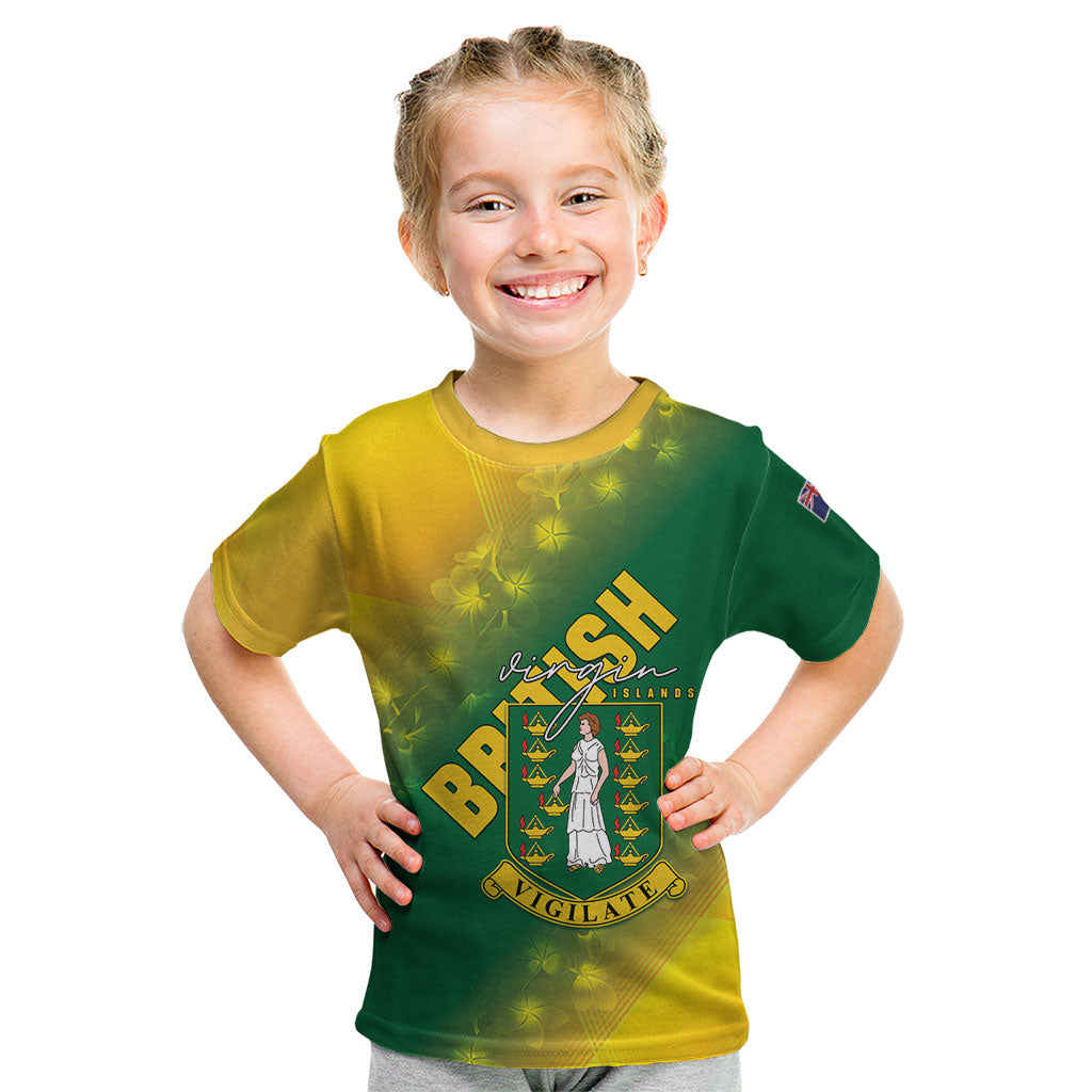 British Virgin Islands Kid T Shirt Coat Of Arms Plumeria Gradient Art