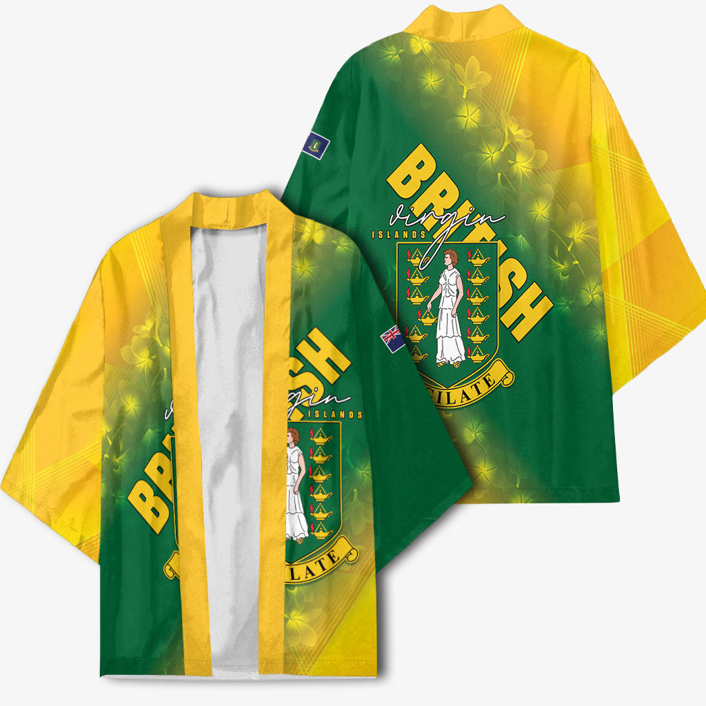 British Virgin Islands Kimono Coat Of Arms Plumeria Gradient Art