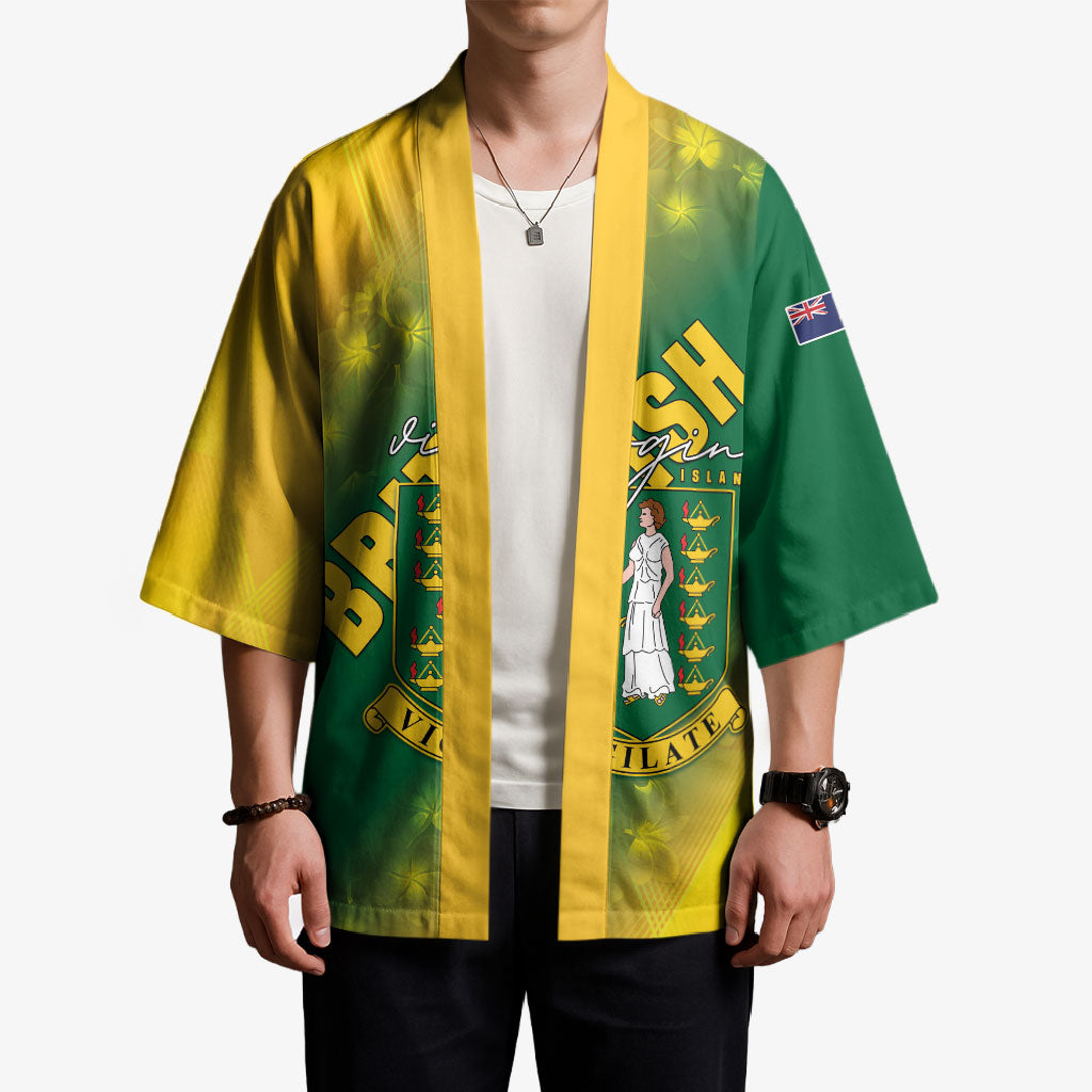 British Virgin Islands Kimono Coat Of Arms Plumeria Gradient Art
