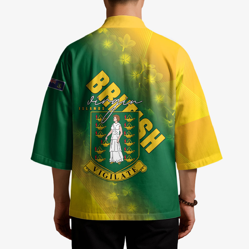 British Virgin Islands Kimono Coat Of Arms Plumeria Gradient Art
