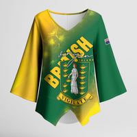 British Virgin Islands Kimono Sleeve Blouse Coat Of Arms Plumeria Gradient Art