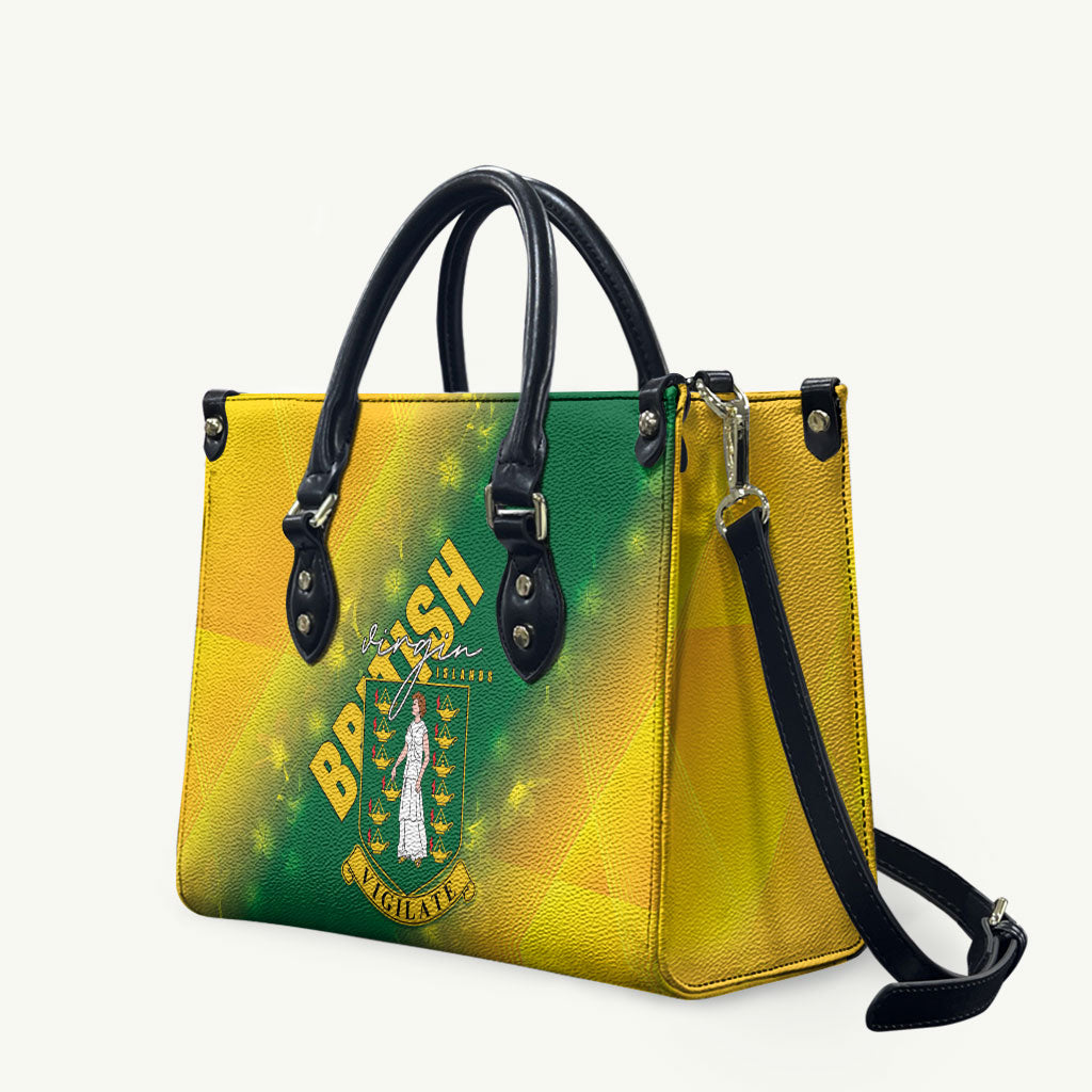 British Virgin Islands Leather Bag Coat Of Arms Plumeria Gradient Art