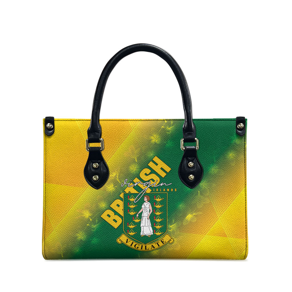 British Virgin Islands Leather Bag Coat Of Arms Plumeria Gradient Art