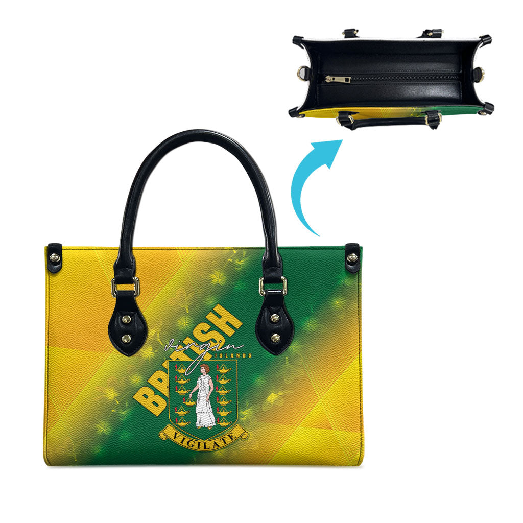 British Virgin Islands Leather Bag Coat Of Arms Plumeria Gradient Art