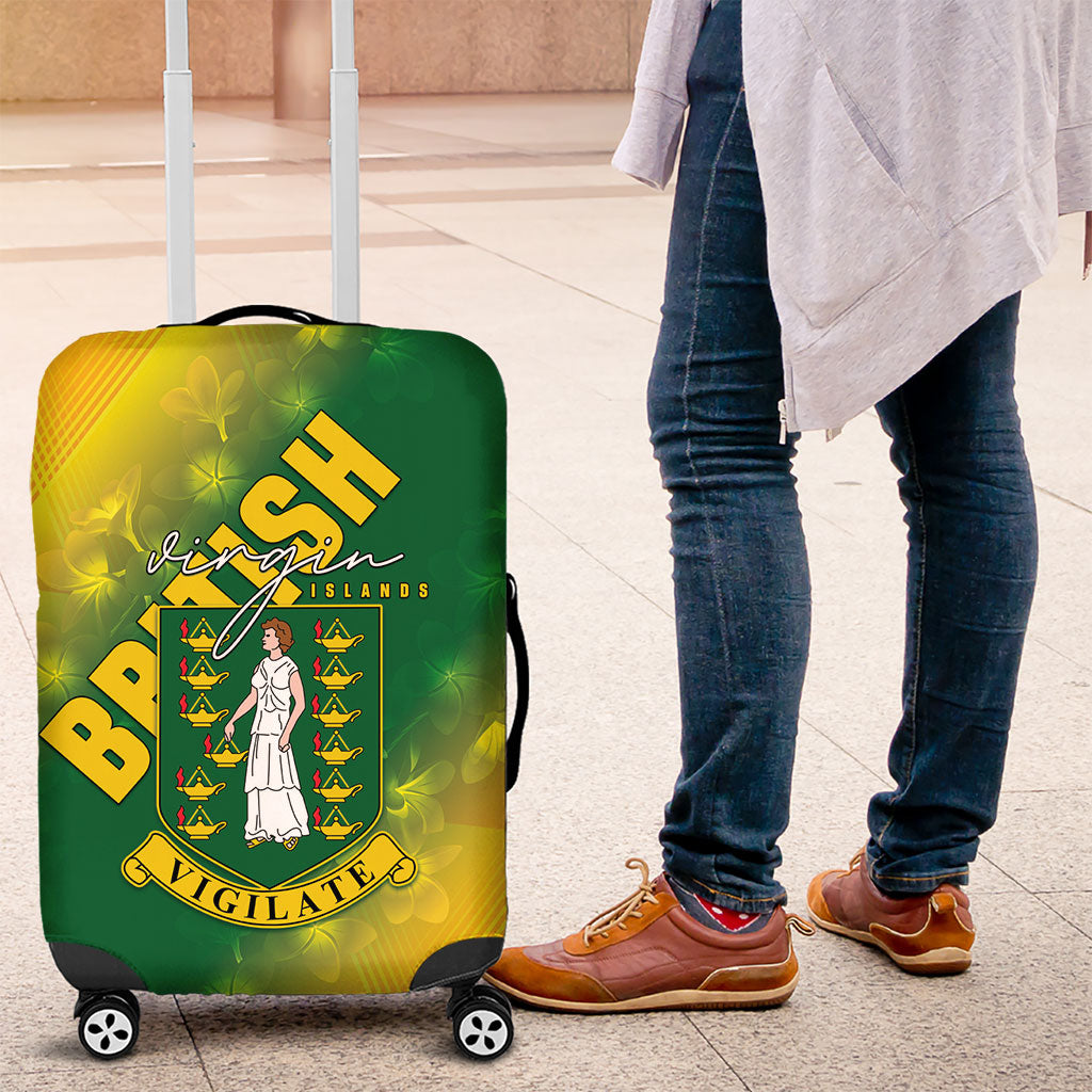 British Virgin Islands Luggage Cover Coat Of Arms Plumeria Gradient Art