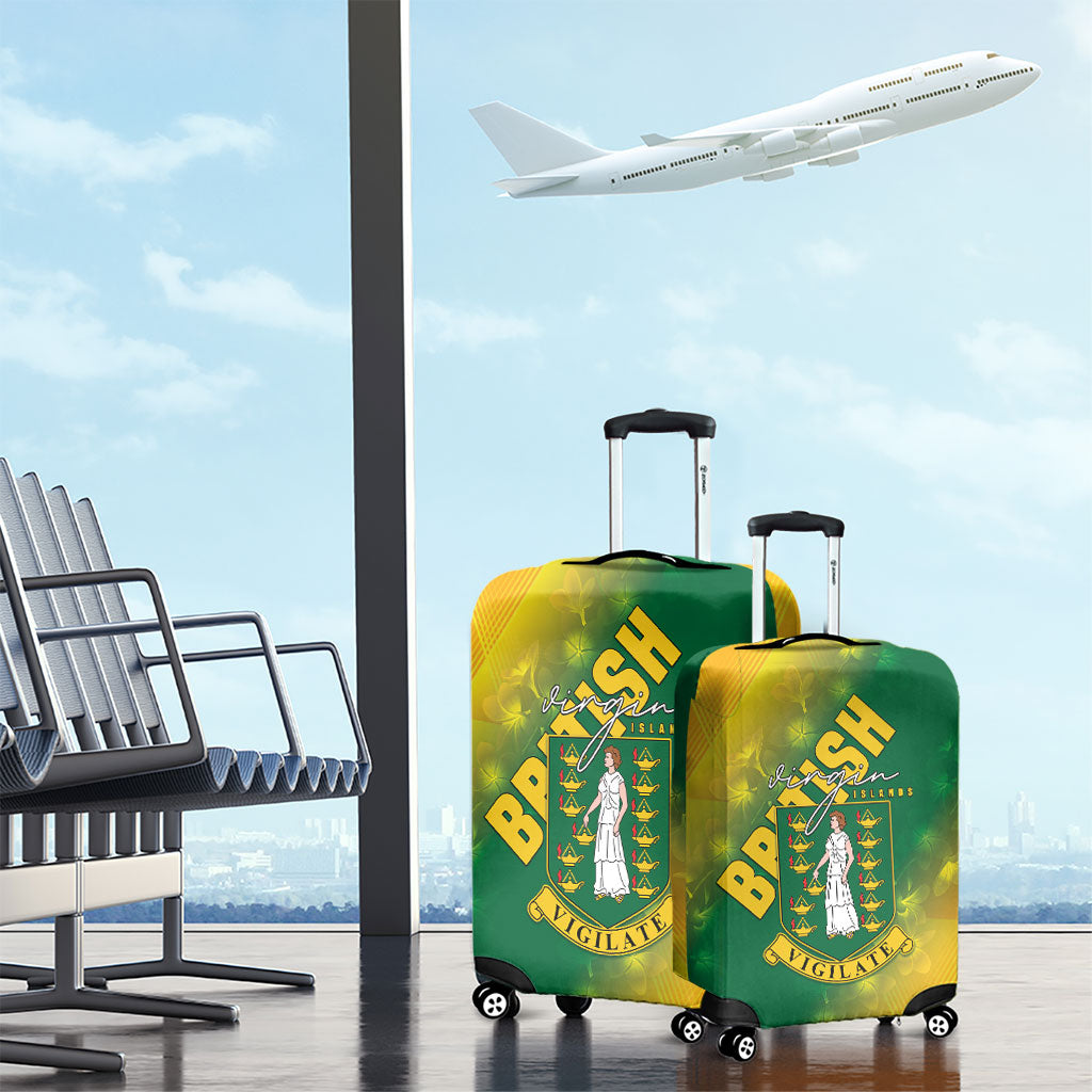 British Virgin Islands Luggage Cover Coat Of Arms Plumeria Gradient Art
