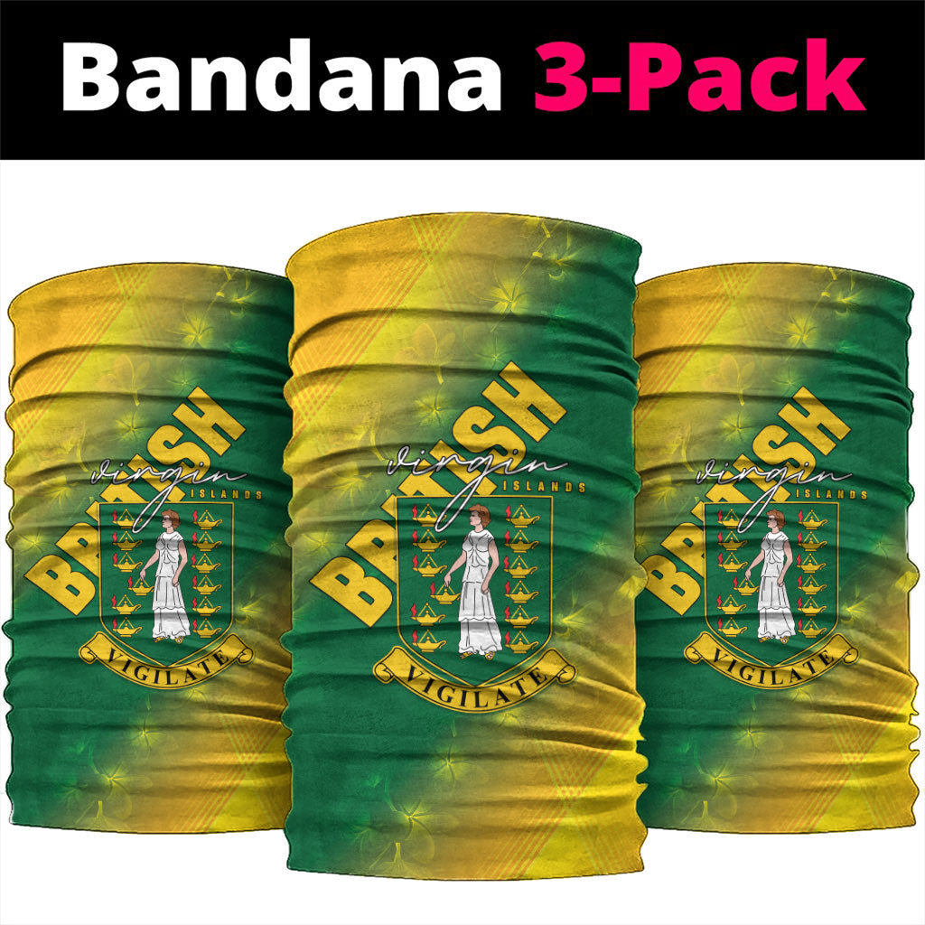 British Virgin Islands Neck Gaiter Coat Of Arms Plumeria Gradient Art