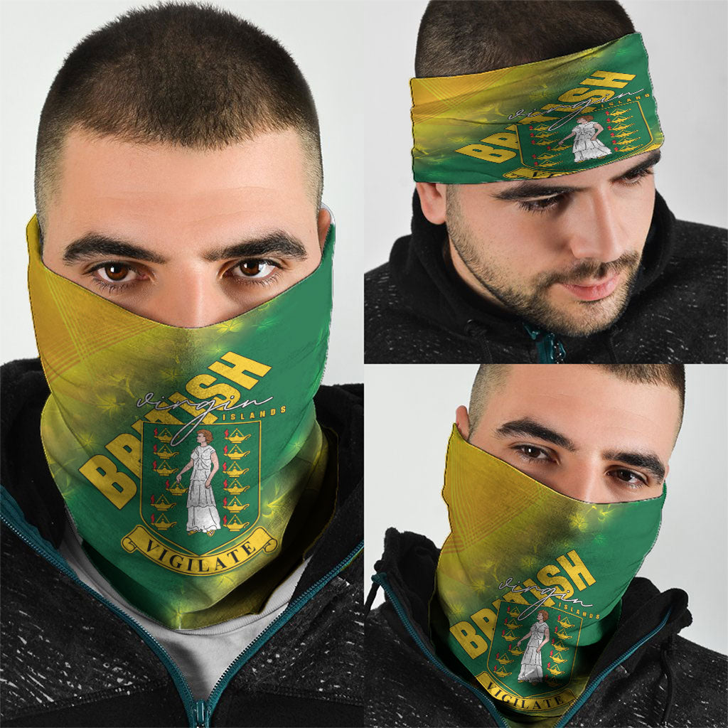 British Virgin Islands Neck Gaiter Coat Of Arms Plumeria Gradient Art